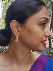 Antique style kundan earrings-Earrings-PL-House of Taamara