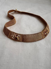 Antique style mesh necklace with peacock-Silver Neckpiece-CI-House of Taamara