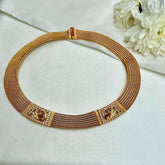 Antique style mesh necklace with peacock-Silver Neckpiece-CI-House of Taamara