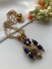 Antique vinatge style with lapis beads and pearls chain-Silver Neckpiece-PL-House of Taamara