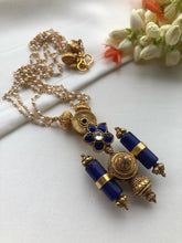 Antique vinatge style with lapis beads and pearls chain-Silver Neckpiece-PL-House of Taamara
