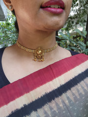 Antique vintage style choker with antique pearls-Silver Neckpiece-PL-House of Taamara