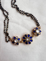 Black bead mangalsutra/tali style pendant chain-Silver Neckpiece-CI-House of Taamara