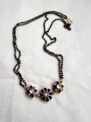 Black bead mangalsutra/tali style pendant chain-Silver Neckpiece-CI-House of Taamara