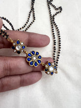 Black bead mangalsutra/tali style pendant chain-Silver Neckpiece-CI-House of Taamara