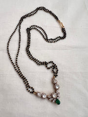 Black bead/mangalsutra style chain with moissanite pendant-Silver Neckpiece-CI-House of Taamara