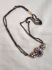 Black bead/mangalsutra style chain with moissanite pendant-Silver Neckpiece-CI-House of Taamara