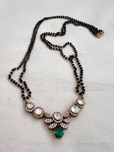 Black bead/mangalsutra style chain with moissanite pendant-Silver Neckpiece-CI-House of Taamara