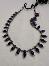 Blue and pink mango necklace with earrings, SET-Silver Neckpiece-CI-House of Taamara