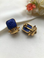 Blue lapis square antique style earrings-Earrings-PL-House of Taamara