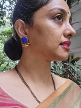 Blue lapis square antique style earrings-Earrings-PL-House of Taamara