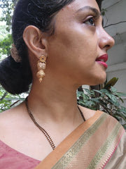 Bobin earrings with pearl bunch-Earrings-PL-House of Taamara