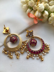 Chaand earrings with ruby-Earrings-PL-House of Taamara