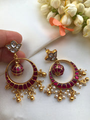 Chaand earrings with ruby-Earrings-PL-House of Taamara