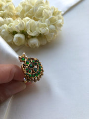 Chand design green ring with pearls bunch (adjustable ring)-Finger Ring-PL-House of Taamara