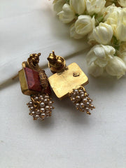 Coral Earrings with Pearl bunch-Earrings-PL-House of Taamara