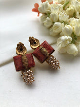 Coral Earrings with Pearl bunch-Earrings-PL-House of Taamara