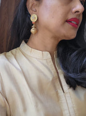 Coral antique style earrings with cylindrical beads-Earrings-PL-House of Taamara