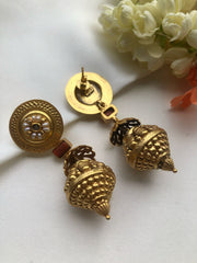 Coral antique style earrings with cylindrical beads-Earrings-PL-House of Taamara