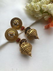 Coral antique style earrings with cylindrical beads-Earrings-PL-House of Taamara