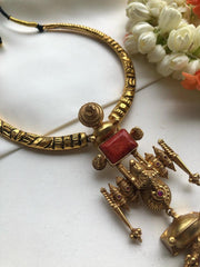 Coral taali pendant with hasli-Silver Neckpiece-PL-House of Taamara