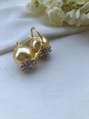 Cream gold pearl earrings-Earrings-PL-House of Taamara