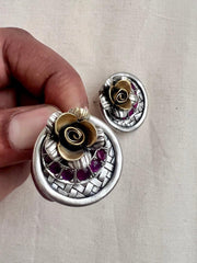Dual tone flower studs-Earrings-CI-House of Taamara