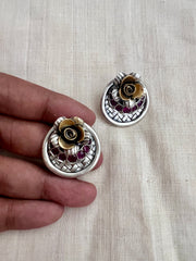 Dual tone flower studs-Earrings-CI-House of Taamara
