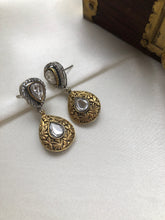 Dual tone kundan earrings with zircon-Earrings-PL-House of Taamara