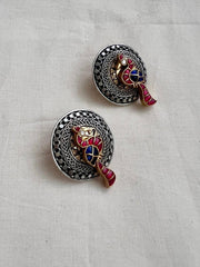 Dual tone kundan peacock studs-Earrings-CI-House of Taamara