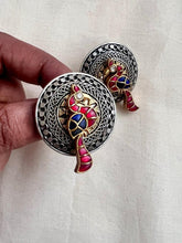 Dual tone kundan peacock studs-Earrings-CI-House of Taamara