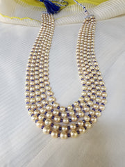 Five Line South Sea Pearls with Tanzanites-Silver Neckpiece-House of Taamara-House of Taamara
