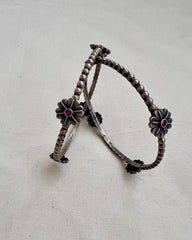 Flower kemp stone bangles, PAIR, 2.3-Silver Bracelet-CI-House of Taamara