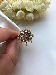 Flower white design with pearls bunch (adjustable ring)-Finger Ring-PL-House of Taamara