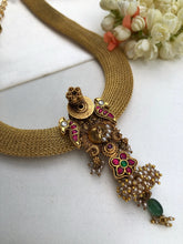 Gold mesh chain with vintage style pendant-Silver Neckpiece-pl-House of Taamara