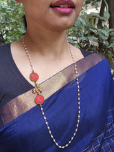 Gold polish Lord Krishna with carved corals side mope chain-Silver Neckpiece-CI-House of Taamara