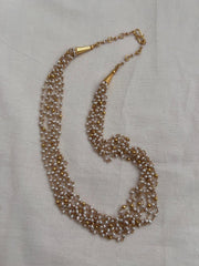 Gold polish Multi layer pearl bunch chain-Silver Neckpiece-CI-House of Taamara