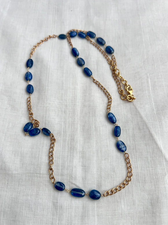 Gold polish amethyst beads chain-Silver Neckpiece-CI-House of Taamara