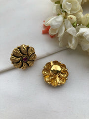 Gold polish antique round studds-Earrings-PL-House of Taamara