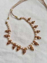 Gold polish antique style beads with pearls necklace-Silver Neckpiece-CI-House of Taamara