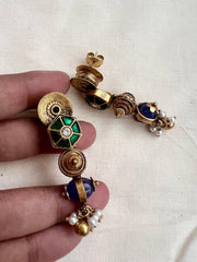 Gold polish antique style earrings with pearls-Earrings-CI-House of Taamara