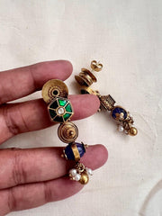 Gold polish antique style earrings with pearls-Earrings-CI-House of Taamara