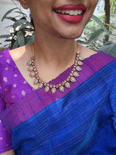 Gold polish antique style kundan and ruby paisley necklace-Silver Neckpiece-CI-House of Taamara