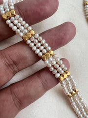 Gold polish antique style long necklace with coral & green jade natural stones-Silver Neckpiece-CI-House of Taamara