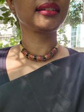 Gold polish big ruby beads stringed necklace-Silver Neckpiece-CI-House of Taamara