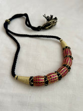 Gold polish big ruby beads stringed necklace-Silver Neckpiece-CI-House of Taamara