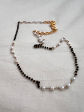 Gold polish black bead and pearl chain-Silver Neckpiece-CI-House of Taamara