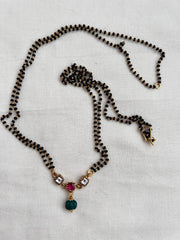 Gold polish black bead mangalsutra/tali style pendant chain-Silver Neckpiece-CI-House of Taamara