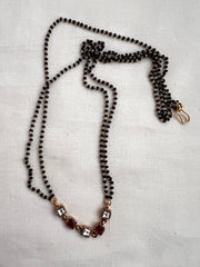 Gold polish black bead mangalsutra/tali style pendant chain-Silver Neckpiece-CI-House of Taamara