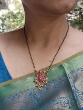 Gold polish black bead mangalsutra/tali style pendant chain-Silver Neckpiece-CI-House of Taamara